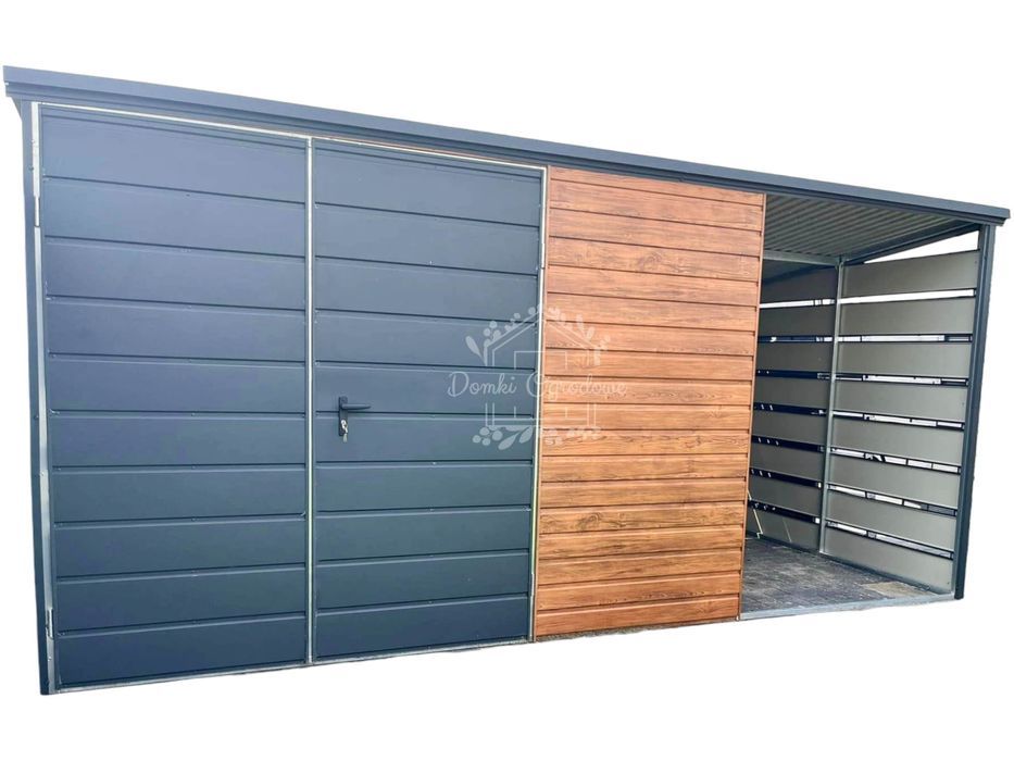 Schowek domek ogrodowy 3x3m wiata 1,5m drewnopodobny spad w tył ID800