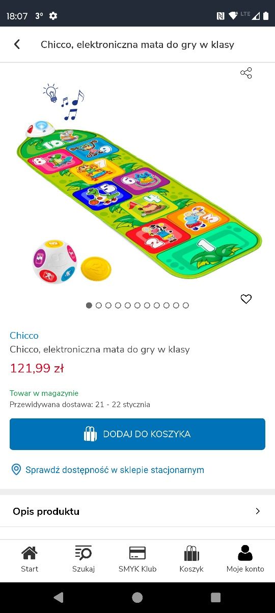 Chicco elektroniczna mata do gry w klasy