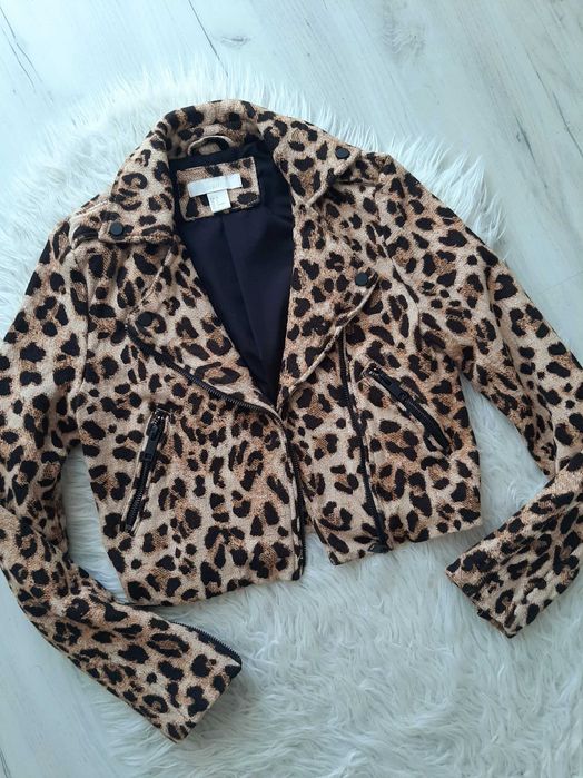 Piękna krótka kurtka ramoneska panterka XS 34