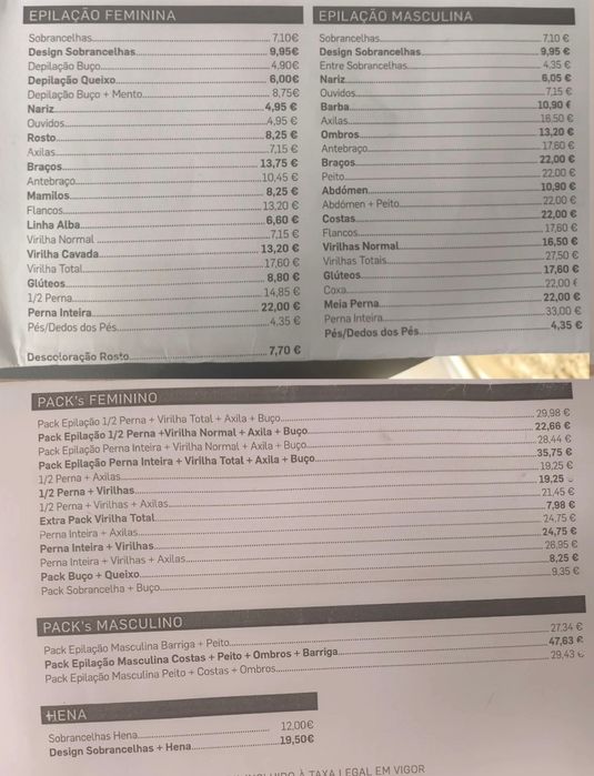 Epilação a cera UNISEXO