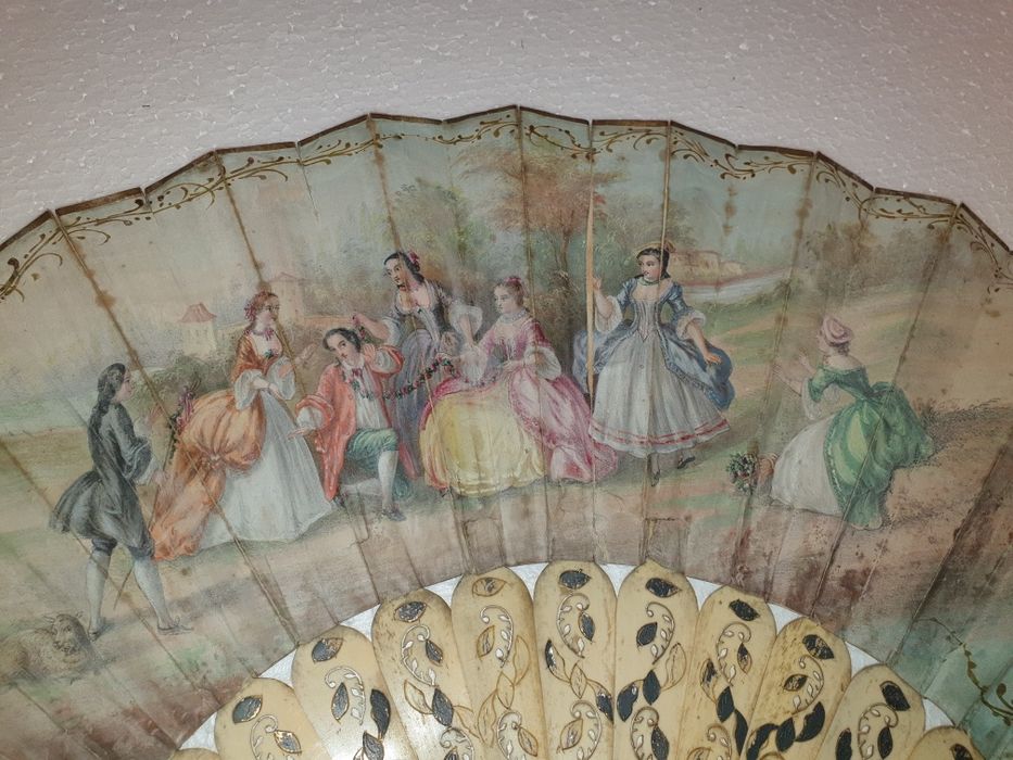 Antigo precioso leque romantico do Sec. XIX