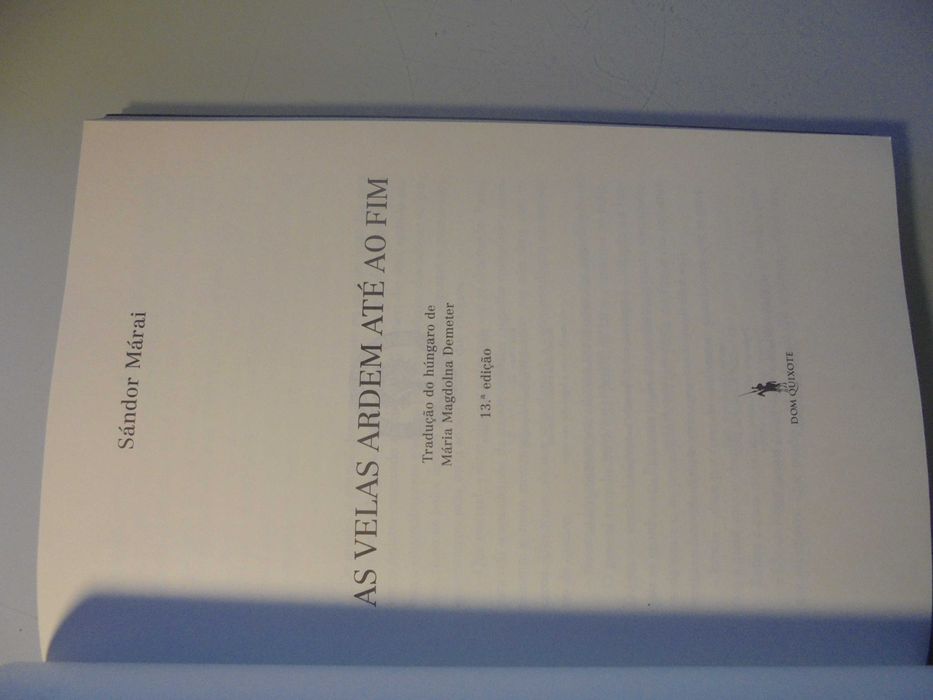 Márai (Sándor);As Velas ardem até ao Fim