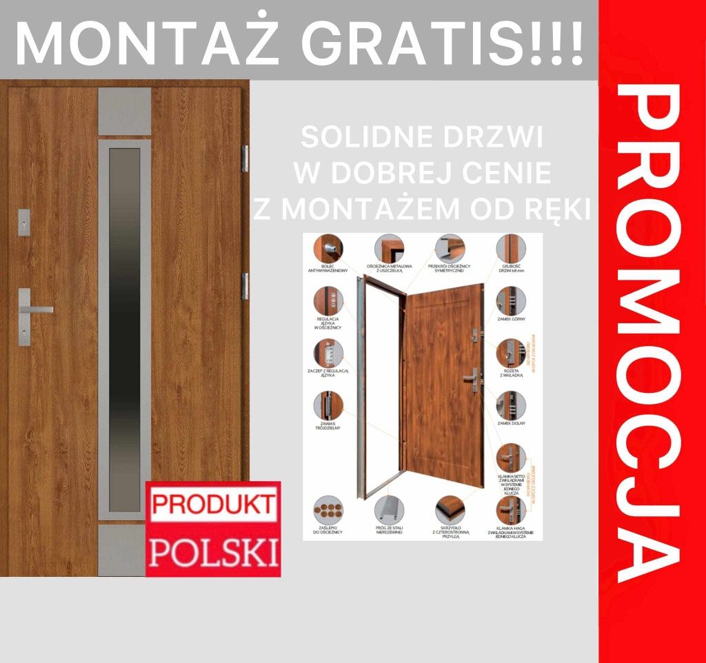 Drzwi zewnętrzne z montażem do bloku