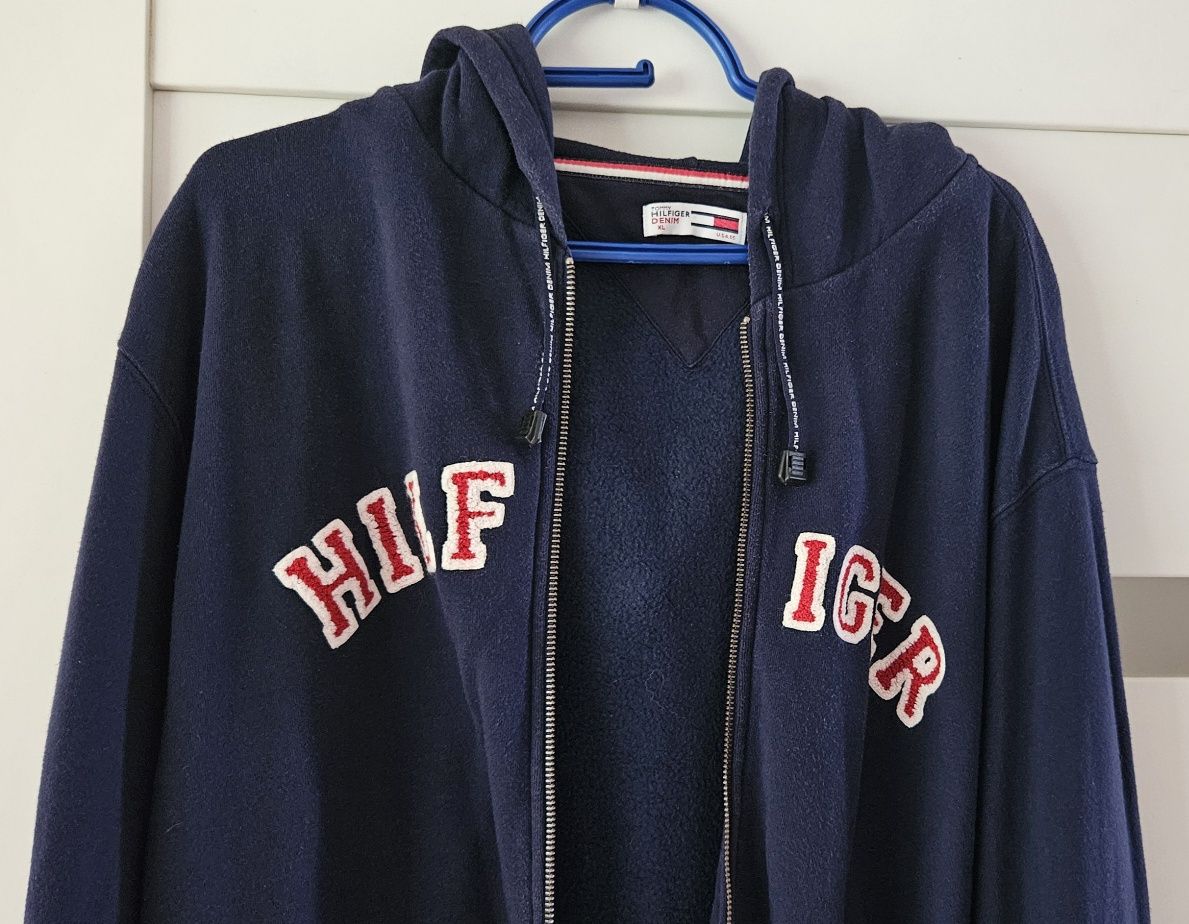 Tommy Hilfiger XL super bluza z kapturem granatowa bawełna 100% oryg