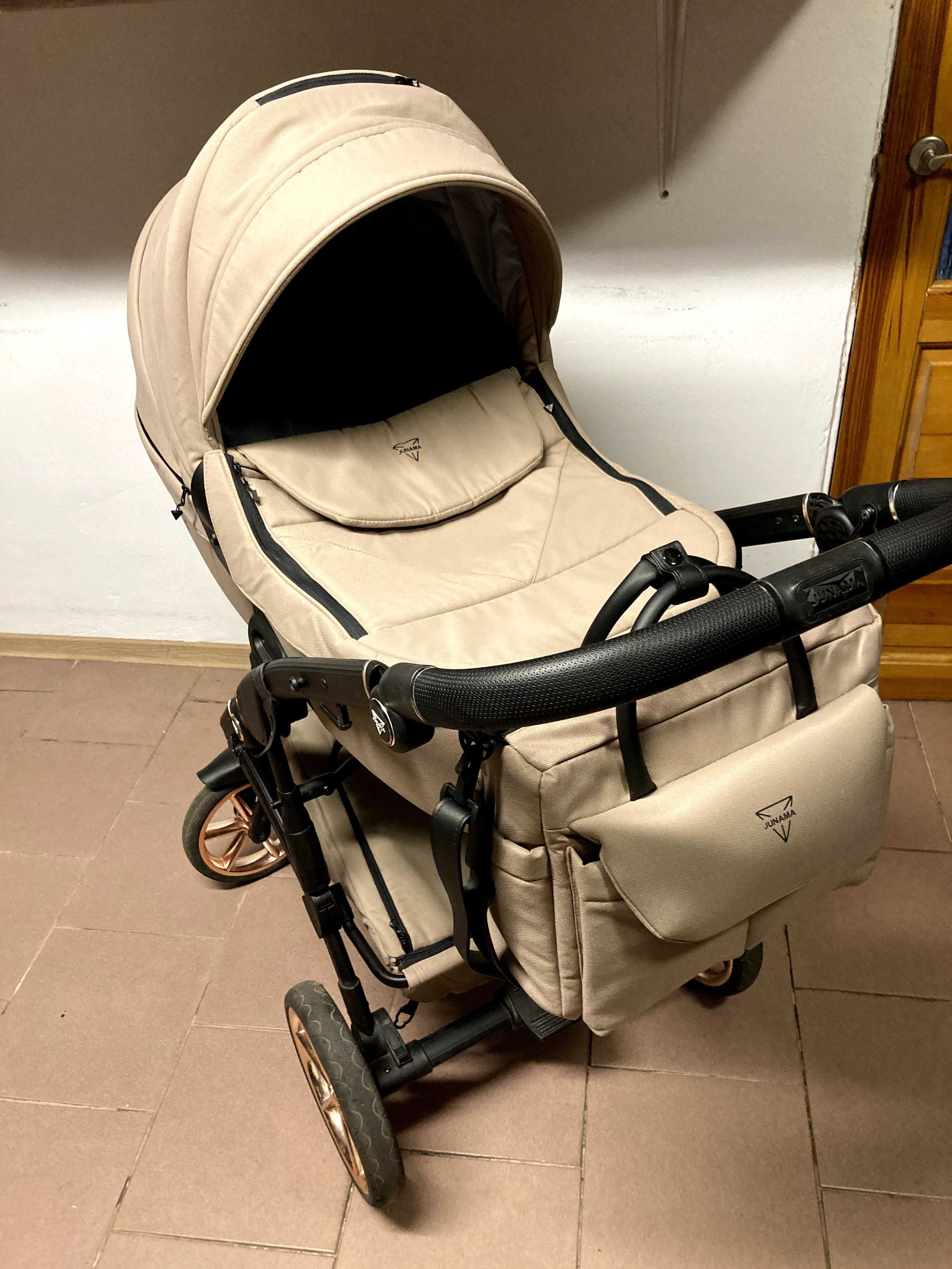 Wózek JUNAMA TERMO LINE TEX 2w1 / 3w1 / 4w1 z bazą Isofix  Beżowy