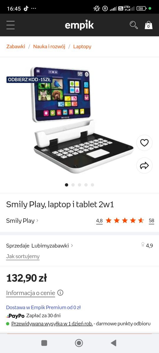 Smily Play, laptop dla dzieci i tablet 2w1
