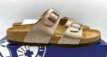 ‼️Nowe oryginalne klapki BIRKENSTOCK Syndey złote 40 AZ 249 skóra