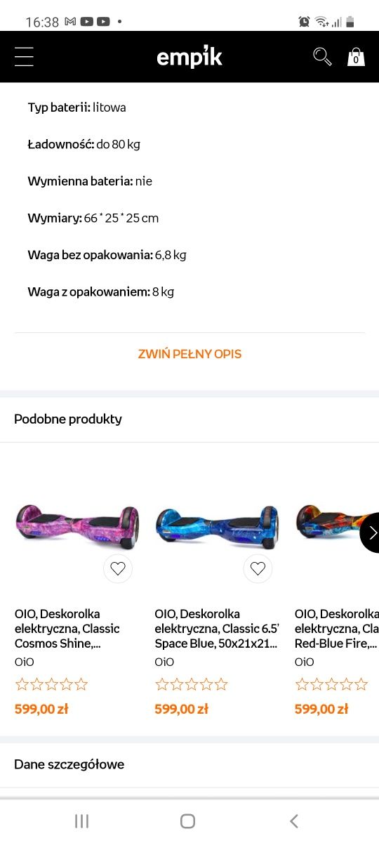 Deskorolka elektryczna Hoverboard deska smart róż