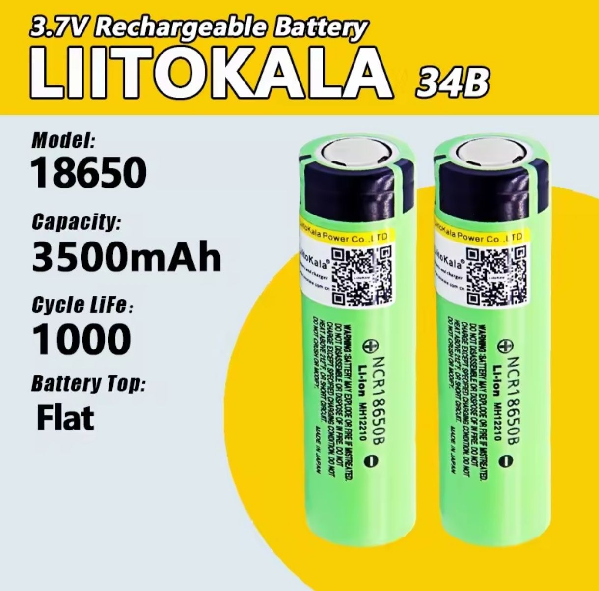 Аккумулятор LiitoKala 18650 / 3400 mAh АКБ NCR18650B Li-ion Оригинал