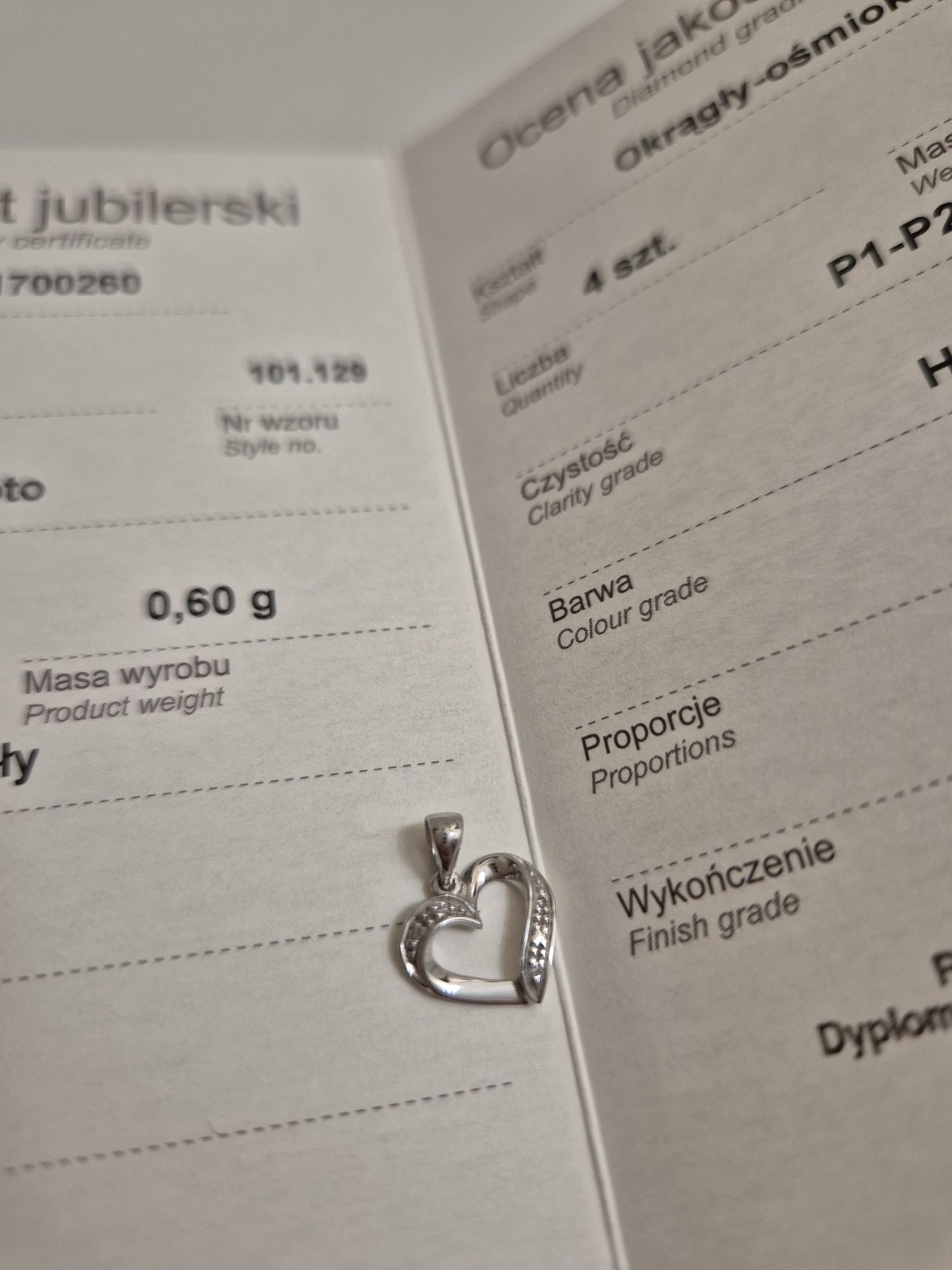 Zawieszka białe złoto, diamenty
