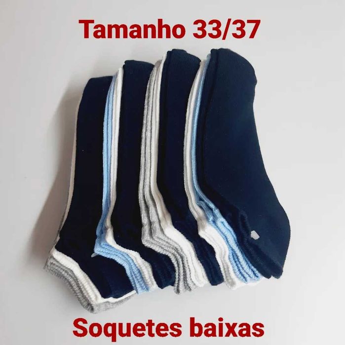12 pares de soquetes tamanho 33/37 em algodão do bom.