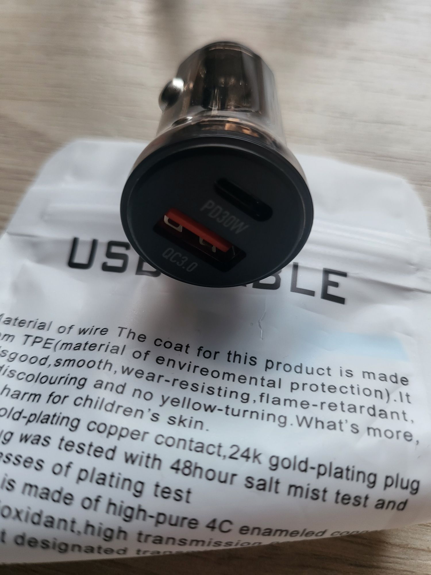 Ładowarka telefonu USB-C samochodowa USBC 2xusb dual mocna mała