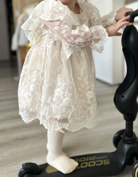 Nowa sukienka koronkowa haftowana 86 ecru kremowa biała