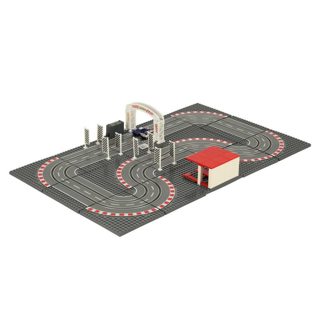 Elektryczny tor wyścigowy z 2 autkami i klockami konstrukcyjnymi