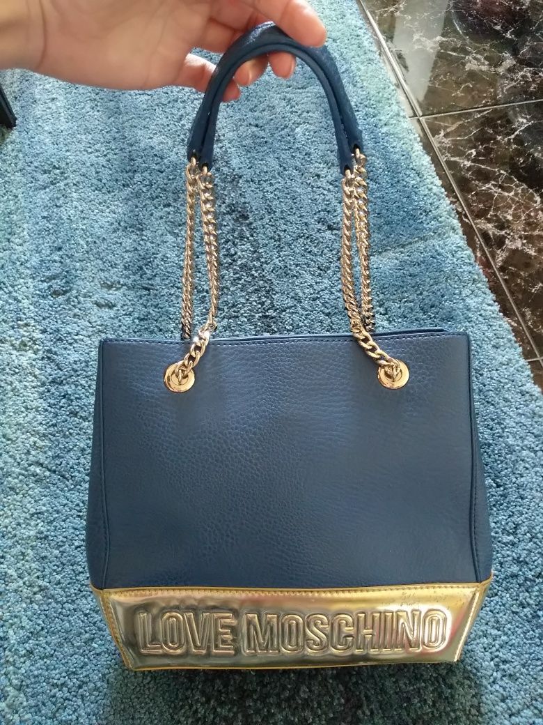 mala love moschino azul dourado