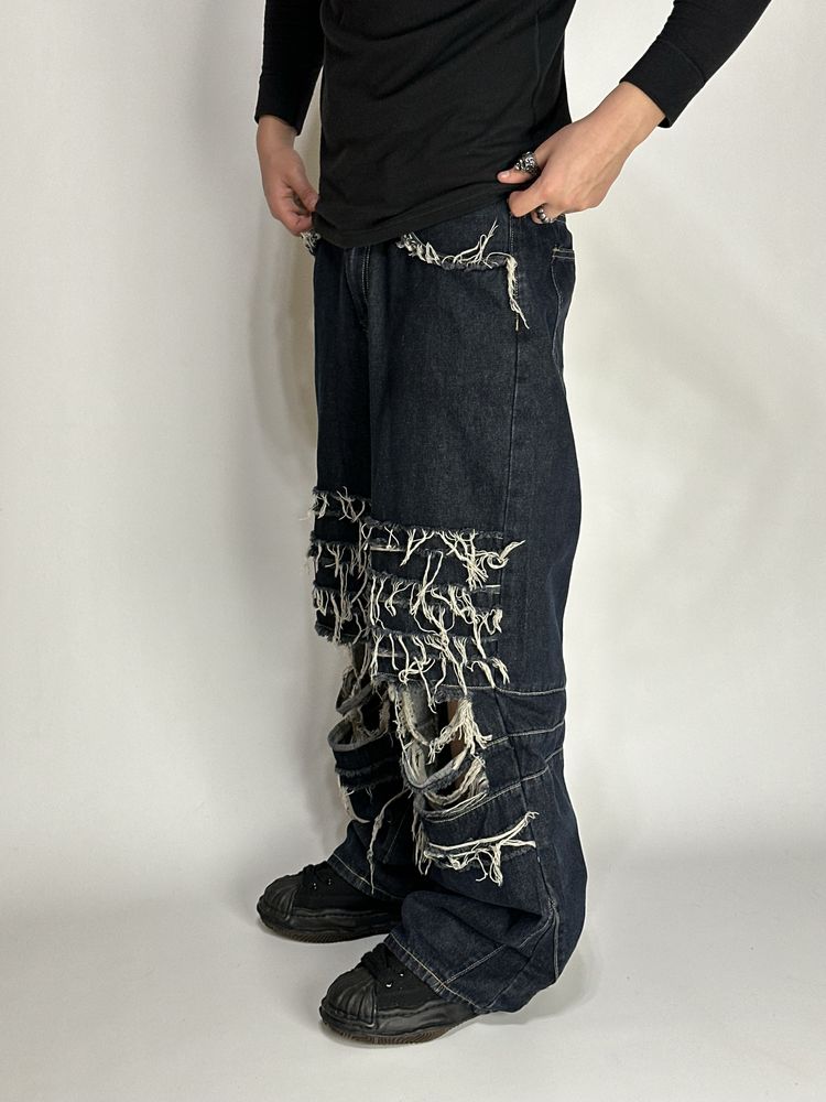 Distressed baggy custom jeans archive opium джинси сині рвані джинсы Л