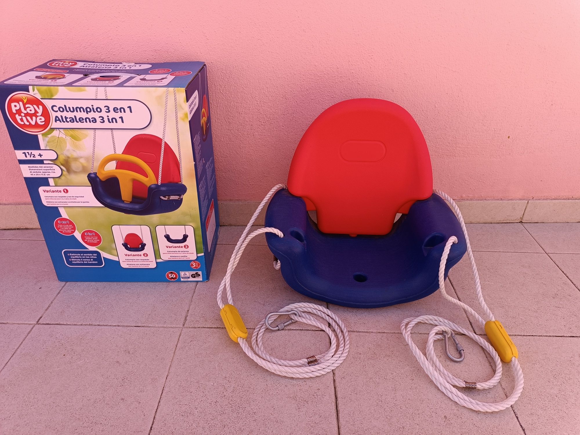 Baloiço criança 3 em 1 com cordas marca Playtive na caixa