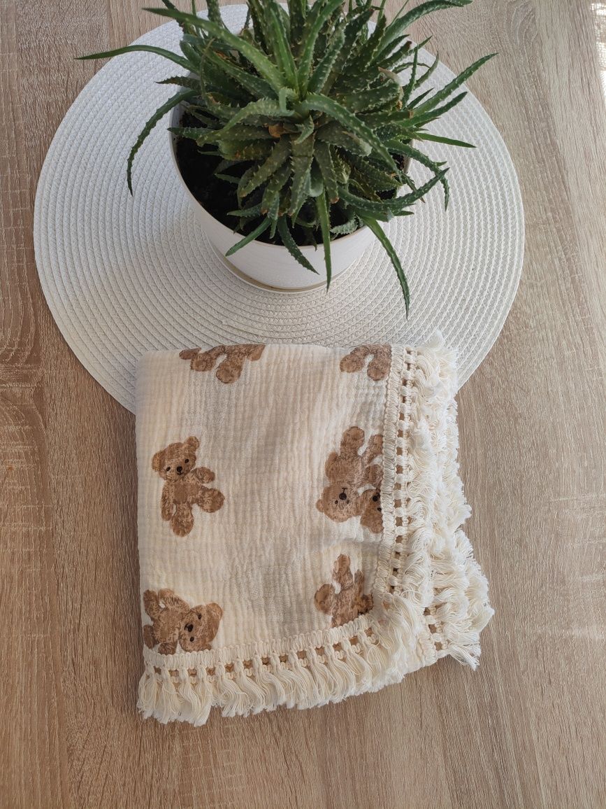 Nowy Muślinowy kocyk lato w stylu Boho dla chłopca i dziewczynki baweł