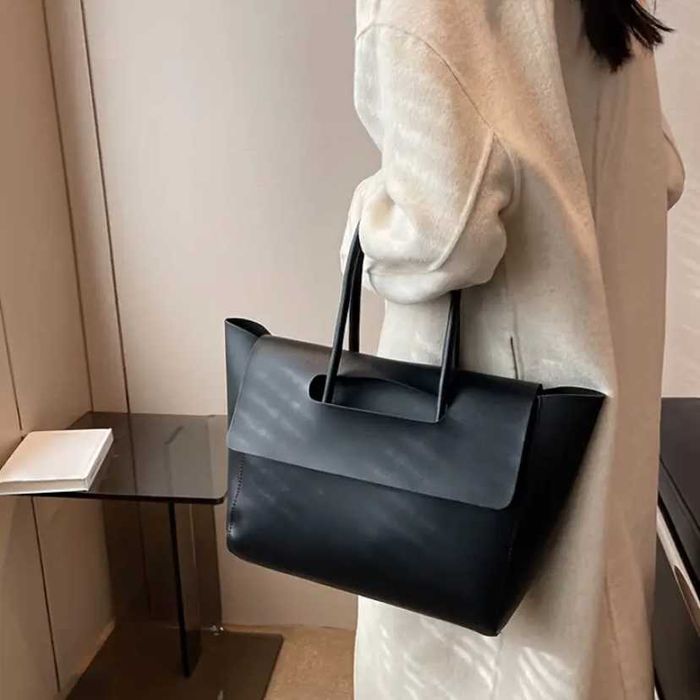 Сумка жіноча тоут шопер чорна коричнева велика якісна екошкіра