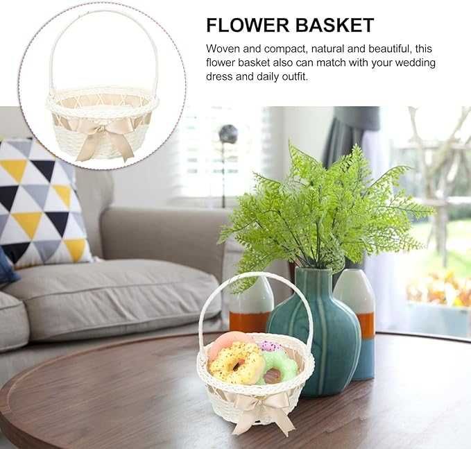 Mały koszyk wiklinowy – na kwiaty, Wielkanoc, dekoracje