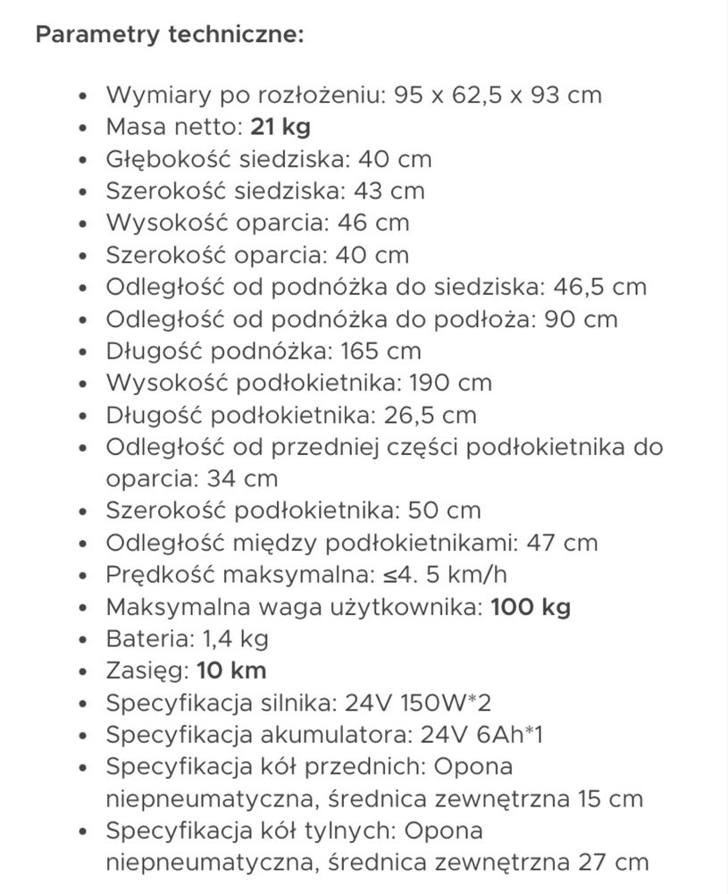 Elektryczny wozek inwalidzki