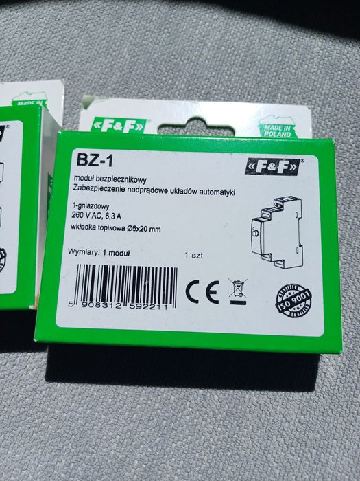 F&F Moduł bezpiecznikowy BZ-1 260V ac max 6,3A na wkładkę topikową