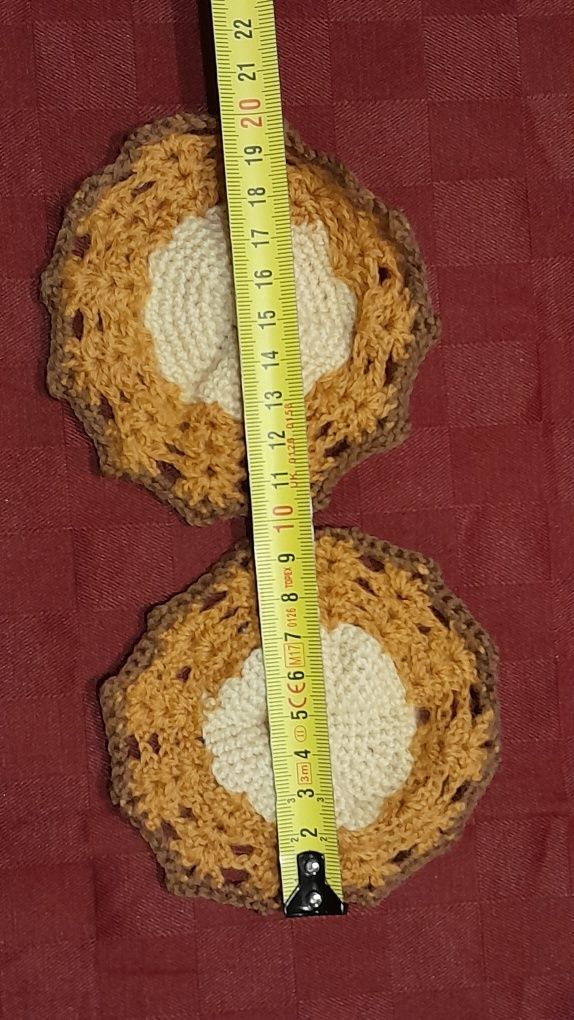 Ponad 50- letnie Koszyczki szydelkowe na szklanki 6 szt+2 podstawki, v
