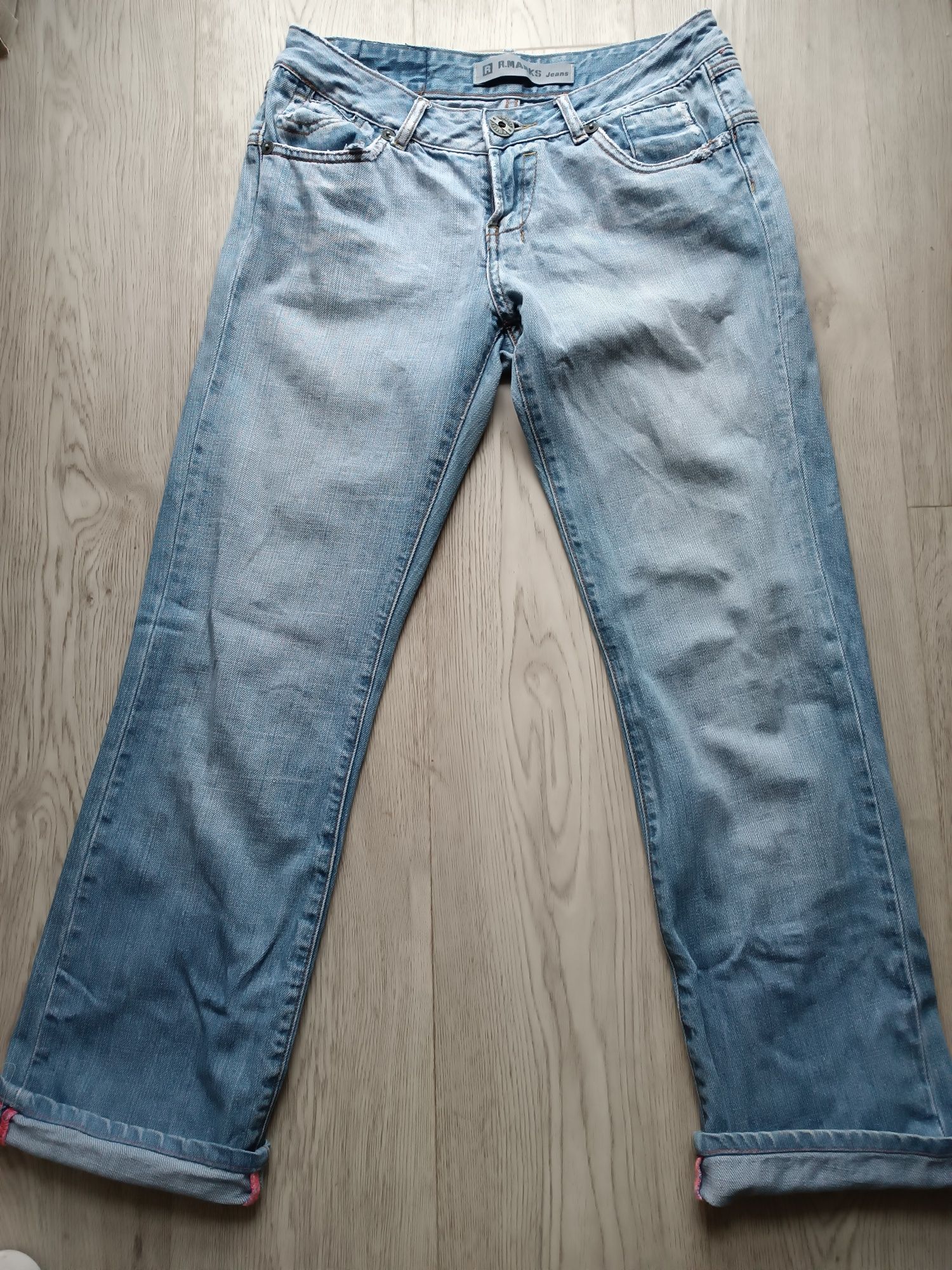 Spodnie jeansowe damskie przecierane 38M szeroka npgawka