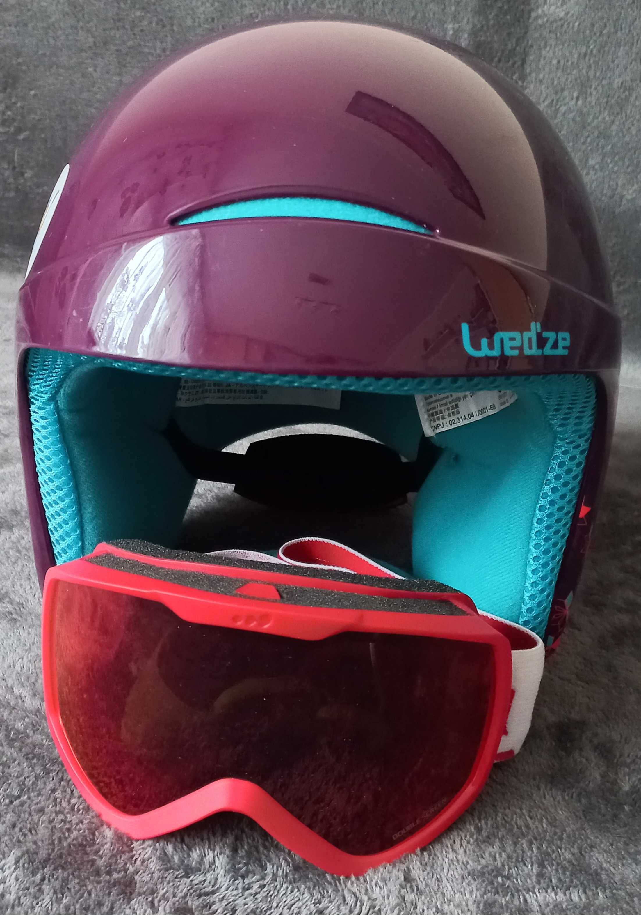 Kask dziecięcy Wedze H400 Jr purple + gogle, na narty/łyżwy