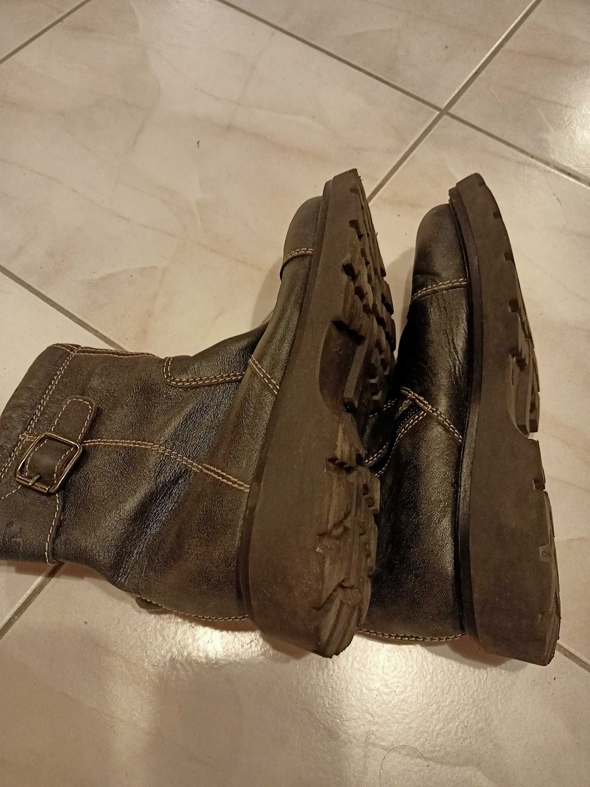 Buty 35 czarne zimowe, jak motocyklowe, nieużywane, fajne