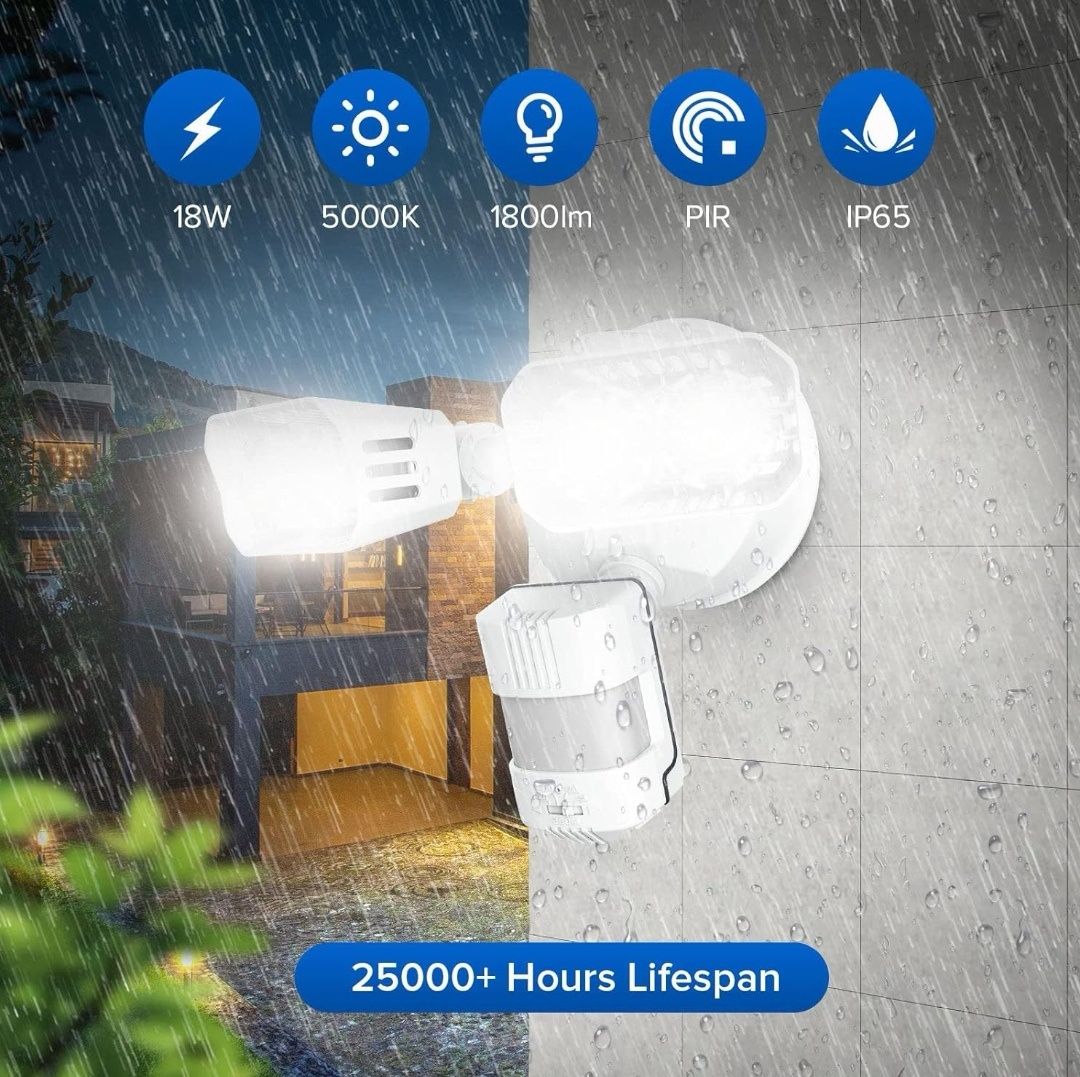SANSI Reflektor LED 18 W z czujnikiem ruchu, 1800 lm, światło bezpiecz