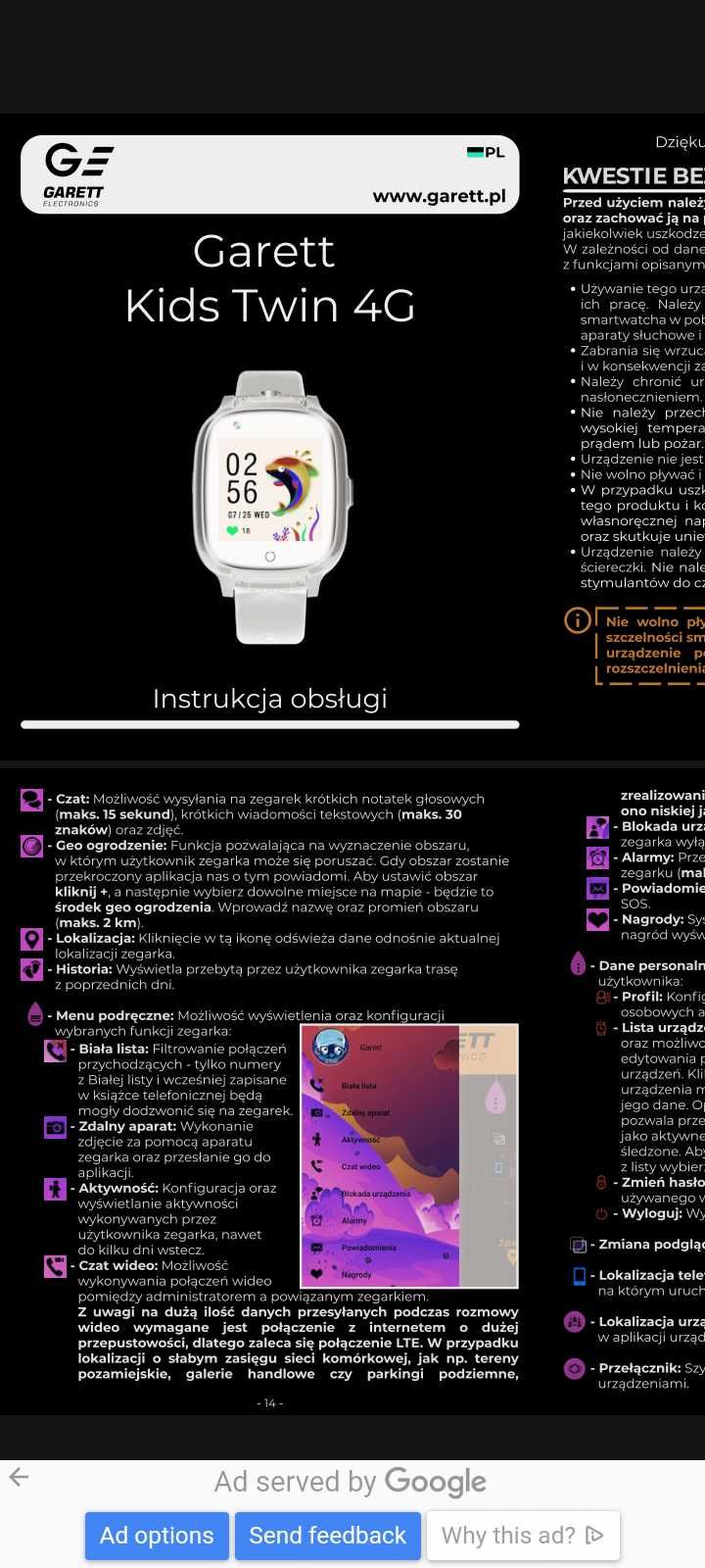 Zegarek GPS lokalizator dziecka GARETT