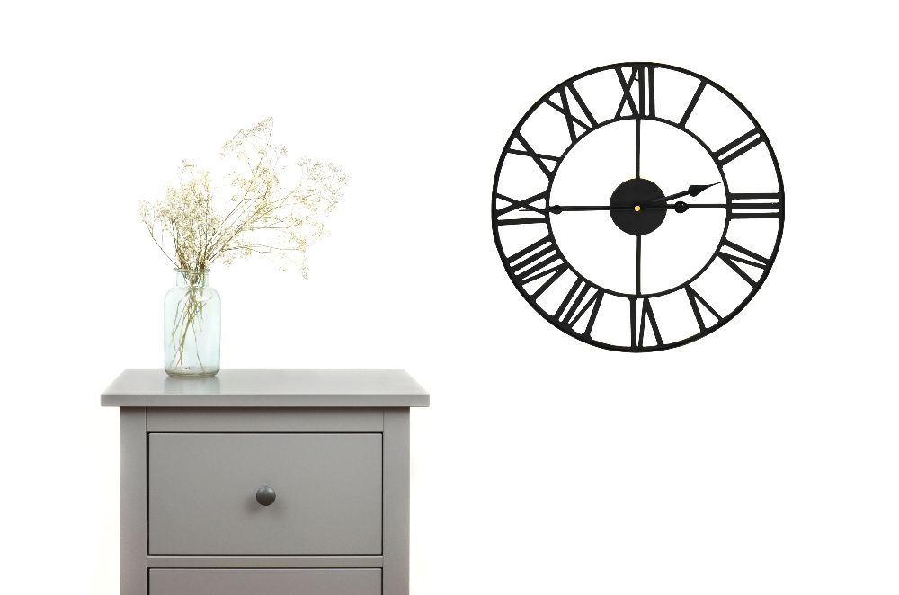 Zegar ścienny metalowy 40 cm szeroka obręcz loft vintage industrial