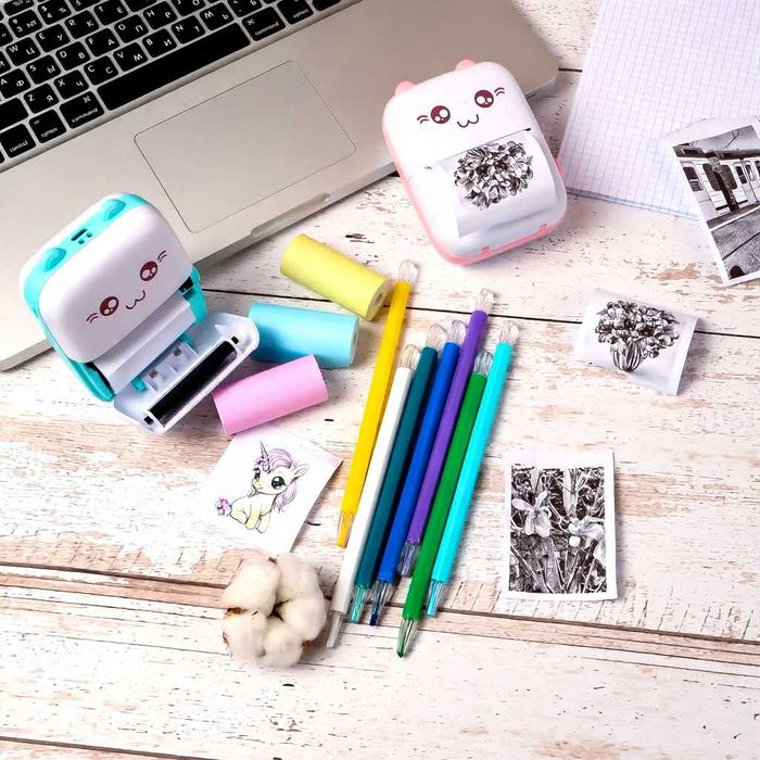 Портативний міні принтер дитячий, термопринтер 57 мм з Bluetooth