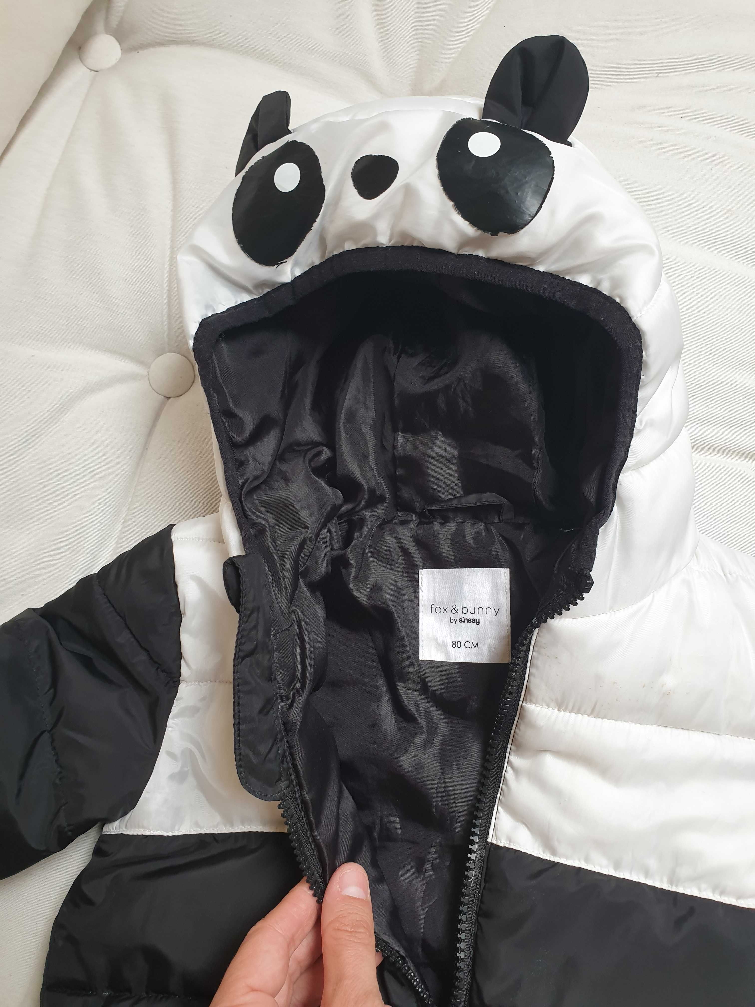 Kurtka dziecięca panda z uszkami roz. 80, pikowana przejściowa, Sinsay