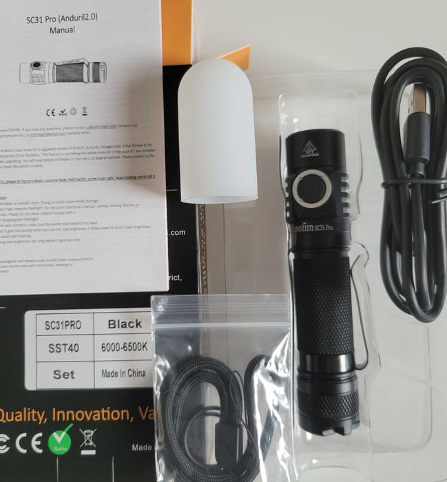Latarka EDC SOFIRN SC31 PRO LED 2000lm USB C + akumulator + dyfuzor