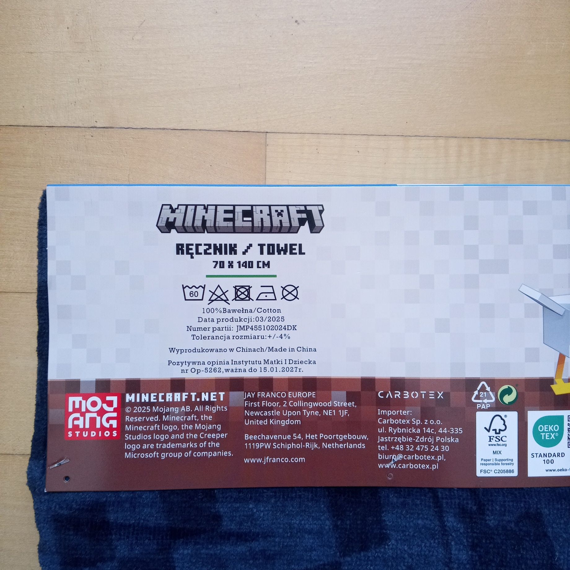 Recznik plazowy Minecraft roz 140x70