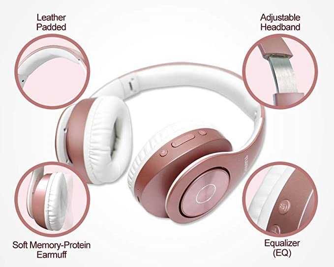 Słuchawki bezprzewodowe Bluetooth Over Ear Hi-Fi Stereo różowe