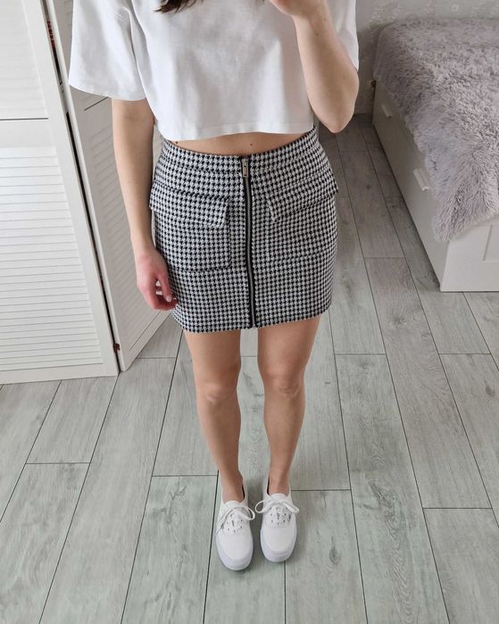 Forever 21 spódniczka w pepitkę krótka mini z suwakiem zamkiem S