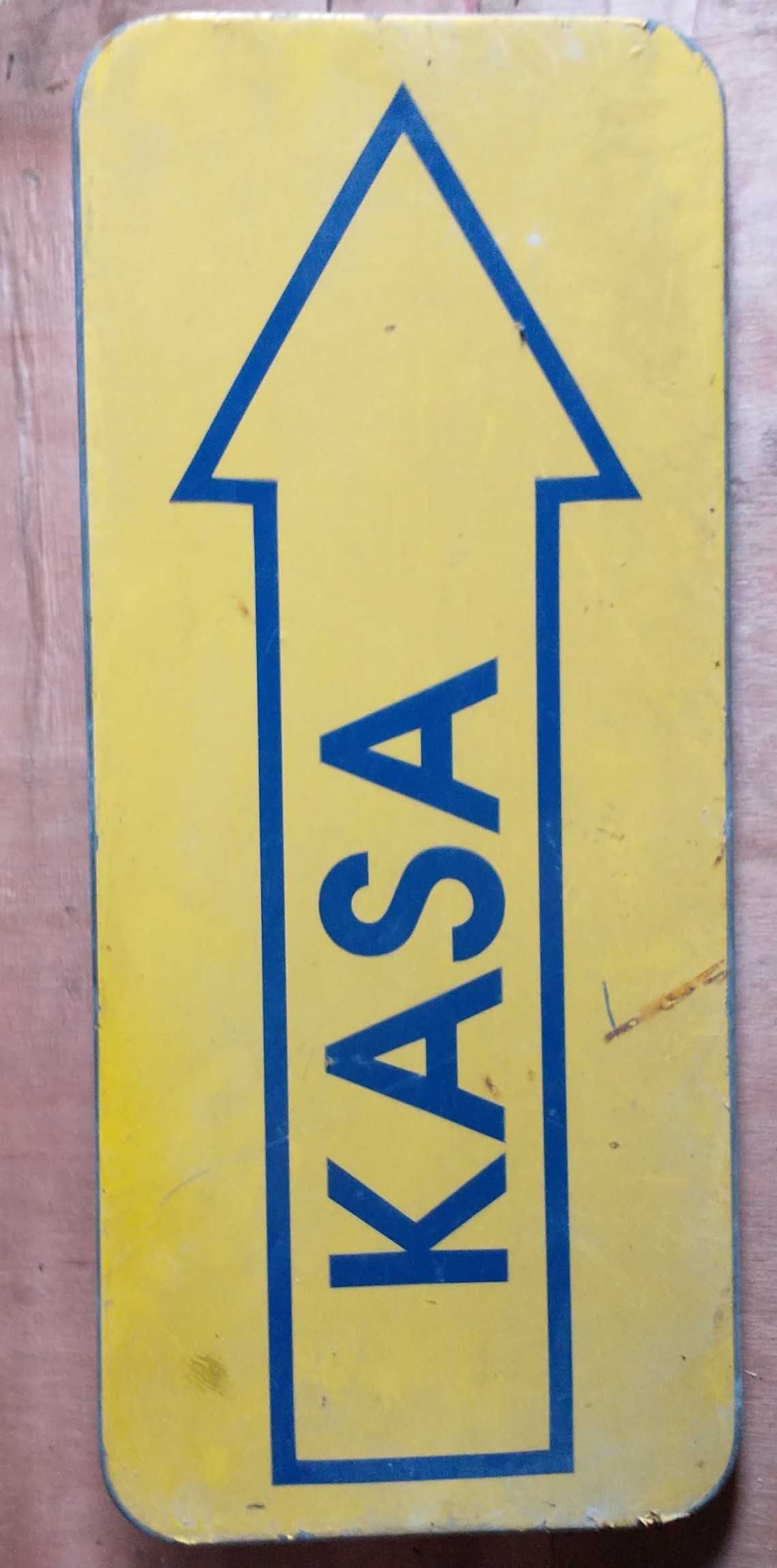 Stara tablica emaliowana "kasa" znak drogowy