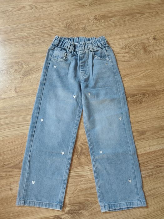 Spodnie dziewczęce 7-8 lat szerokie w serca
