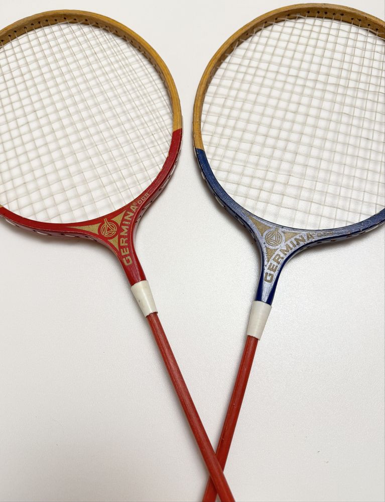 Stare paletki drewniane badminton retro Germina Komet DDR 2 szt.