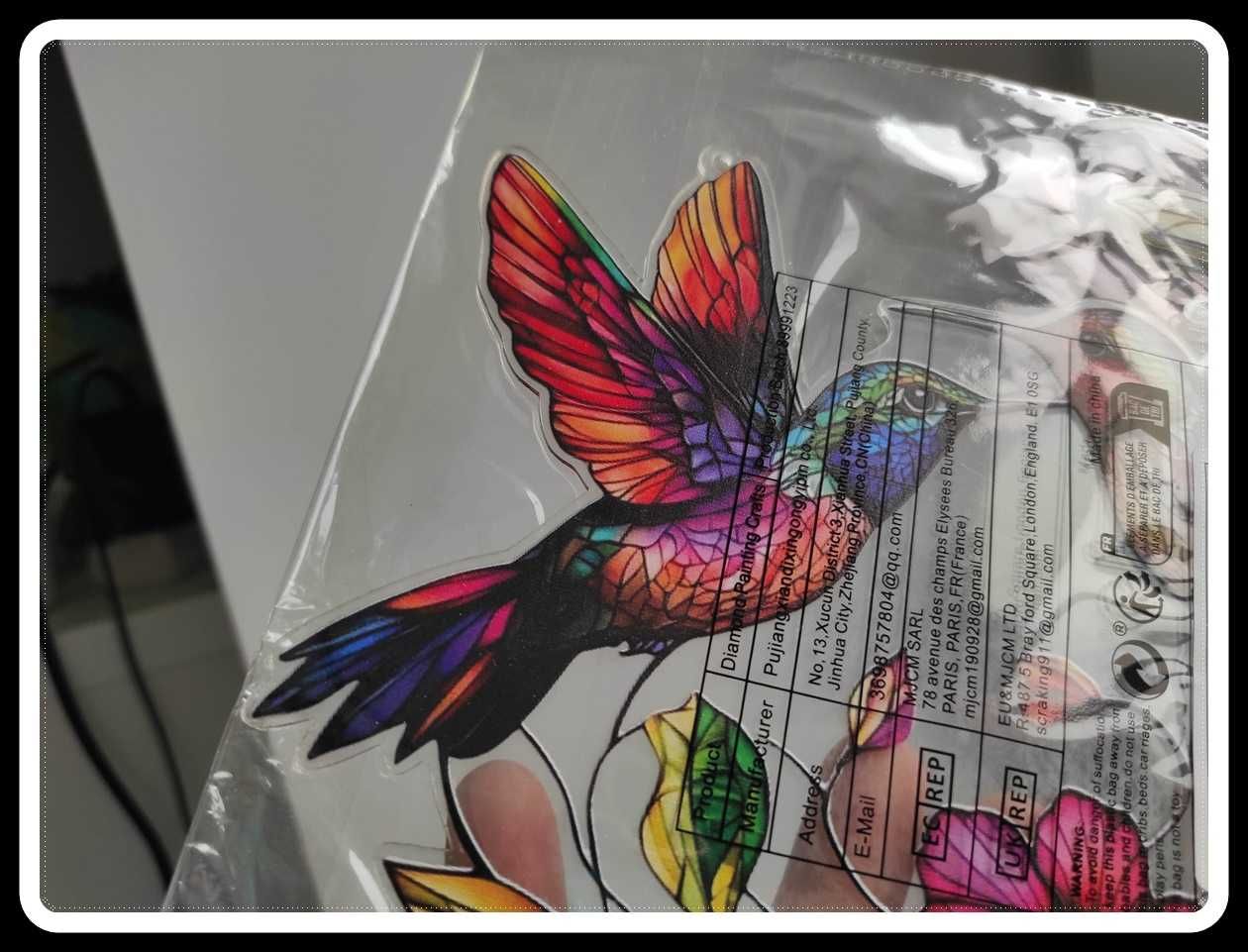 Witraż ozdoba dekoracja okienna ptaki kolibry kwiaty