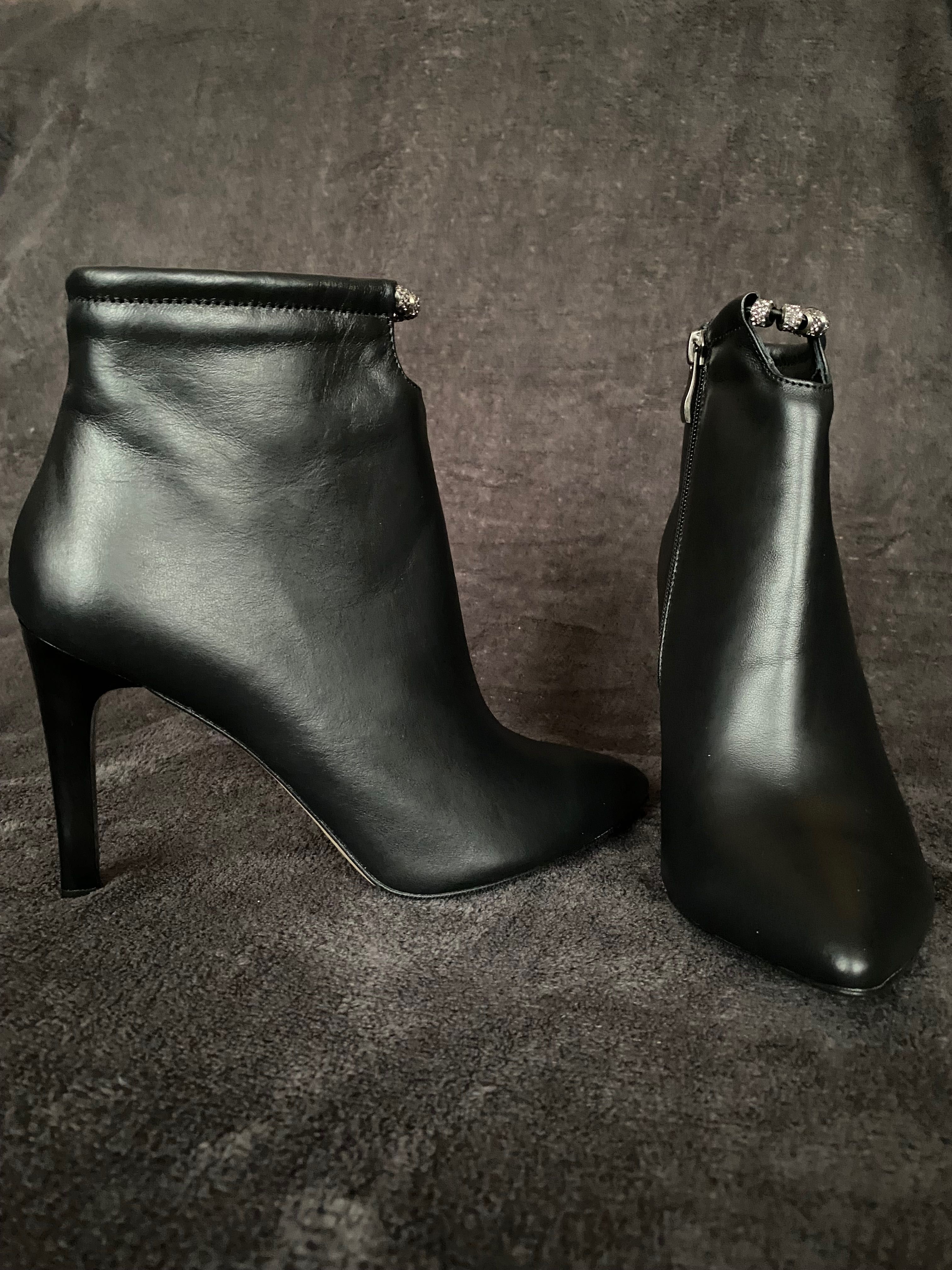 Nowe damskie skórzane buty na obcasie