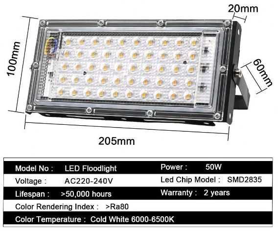 Naświetlacz LED - (halogen) - 50W - mocny - wodoodporny - 16szt