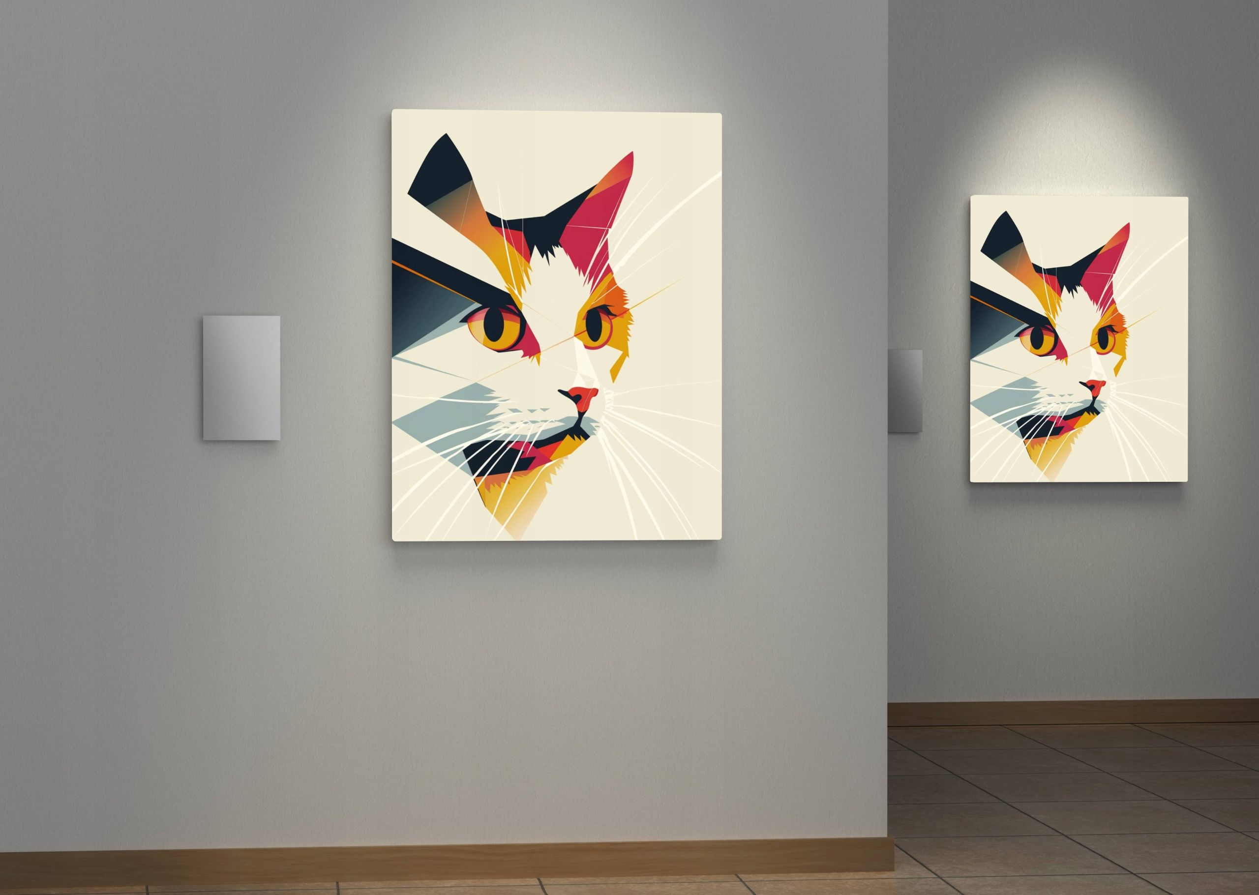 Geometryczny Kot w Abstrakcji – Obraz na Płótnie 60x80 cm