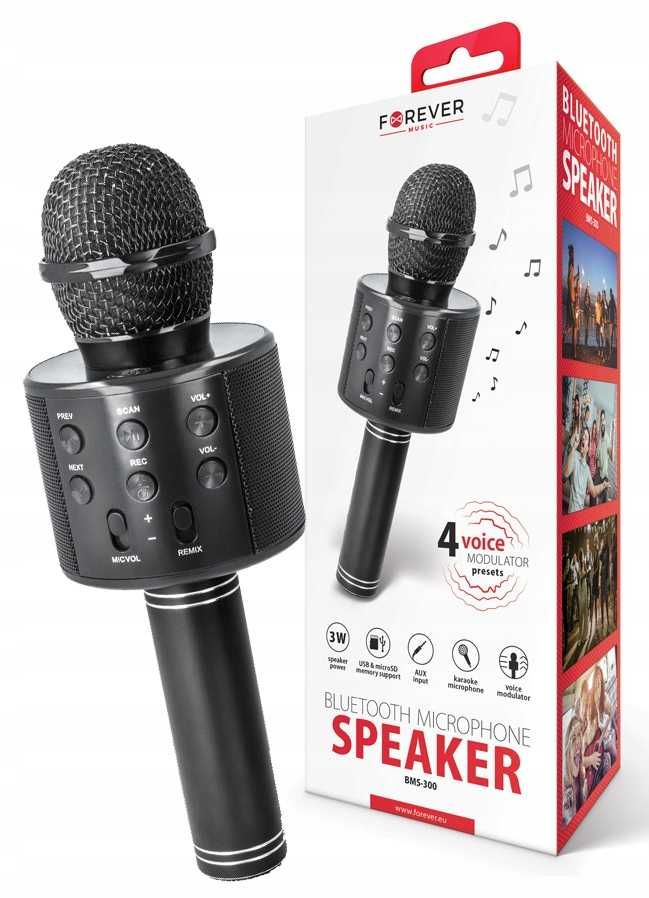 New Karaoke set Mikrofon & Głośnik Forever BMS-300 3 kolory