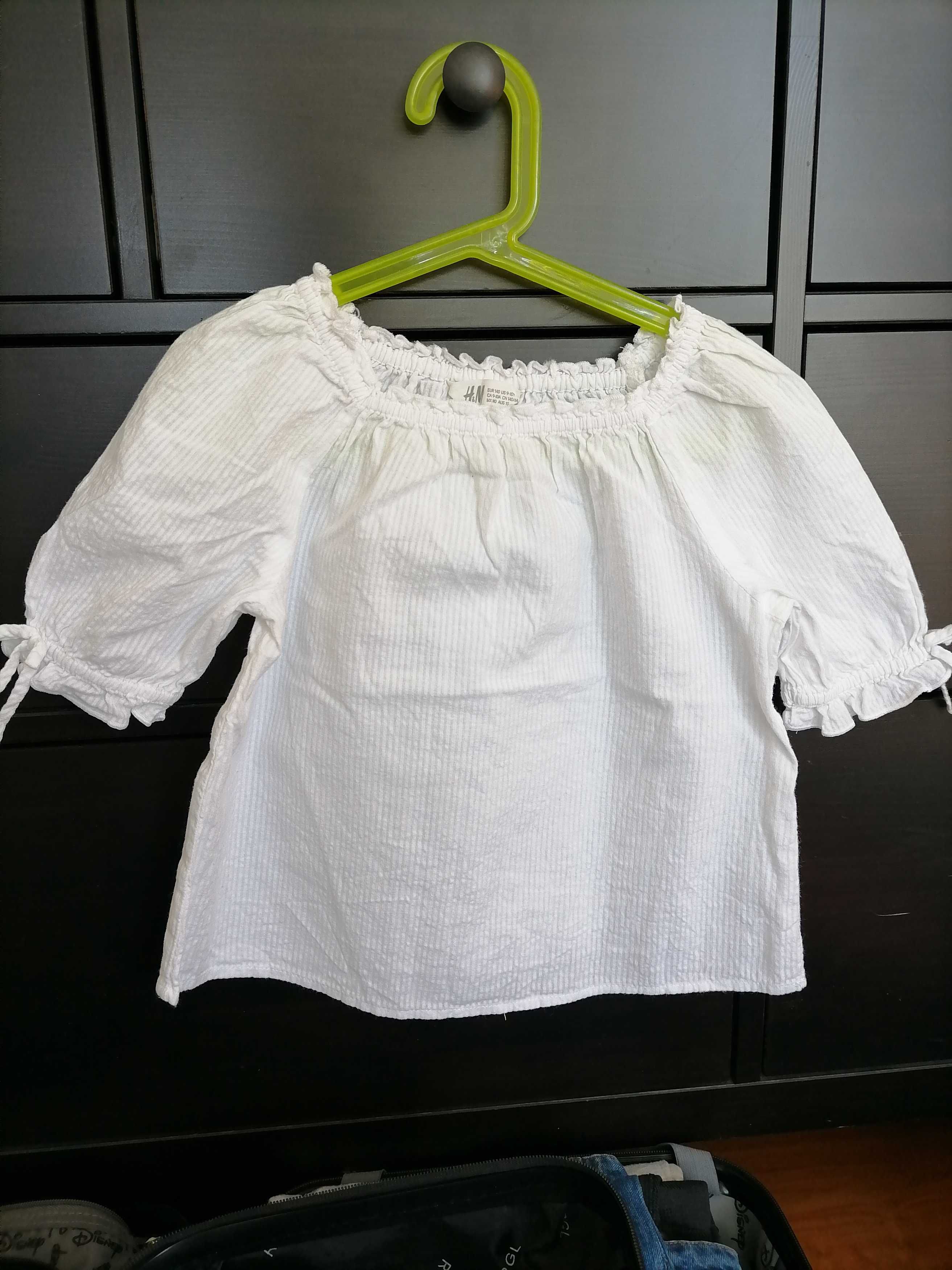 Bluzeczka biała elegancka H&M rozm 140, bawełniana