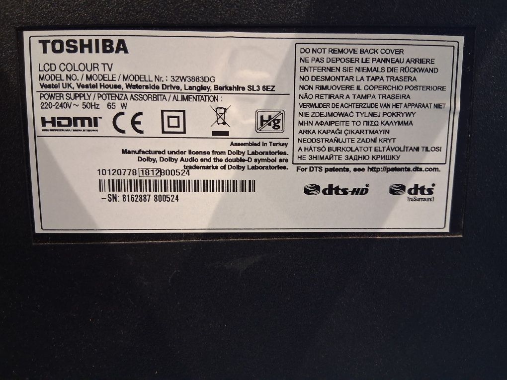 Toshiba 32W3863DG Tv