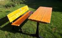 Składany komplet ogrodowy ławka i stół, drewniane, drewniany, na ogród